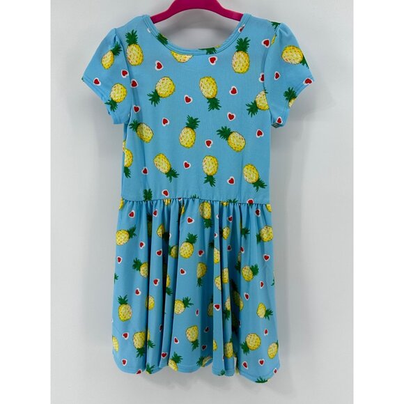 Dotdotsmile Girls Dress Size 2T Blue with Yellow Pineapples Print NWT - Picture 3 of 3